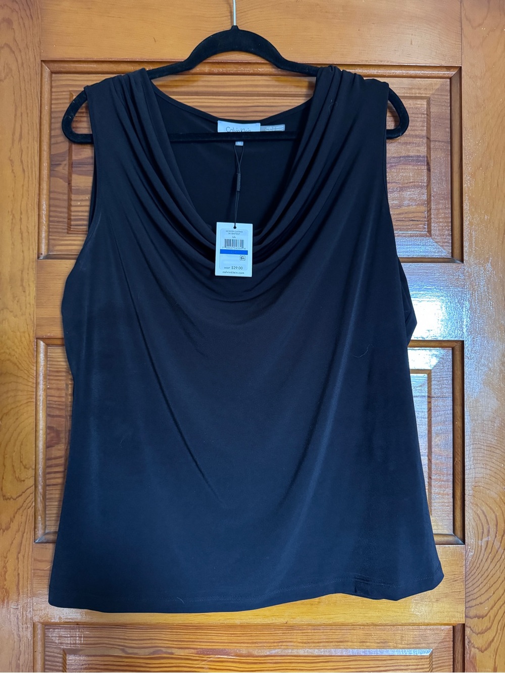 Calvin Klein Black Draped Cowl Neck Sleeveless Camisole XL NEW tags